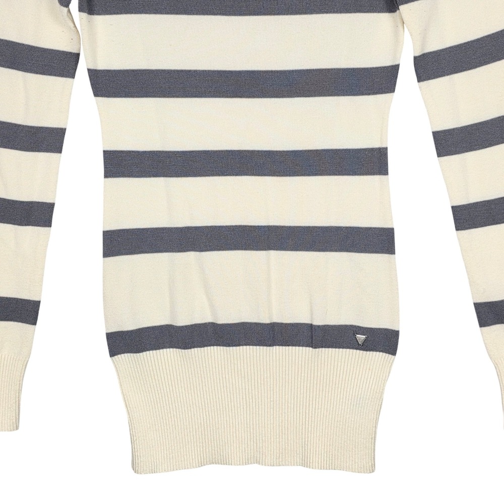Guess Womens Striped Turtleneck Sweater Cream Gray Size S/P Long Sleeve Knit Top - Picture 5 of 16